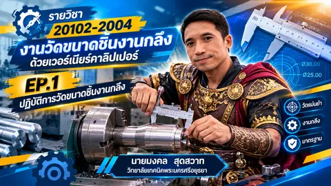 งานวัดขนาดชิ้นงานกลึงด้วยเวอร์เนียร์คาลิปเปอร์